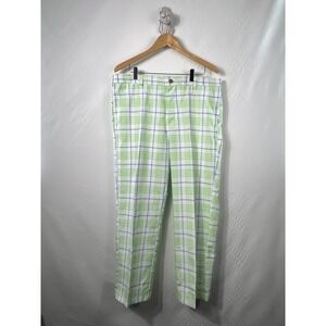 IZOD Men's Golf Pants Green Plaid‎ 34x29 Wacky Whimsy Colorful UPF 50
